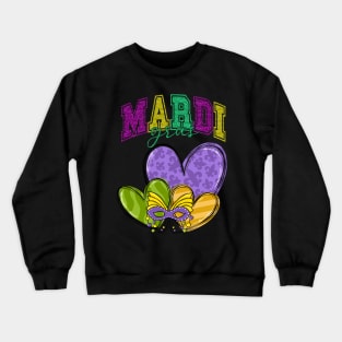 Mardi Gras Cute Hearts Women Girls Kids Crewneck Sweatshirt